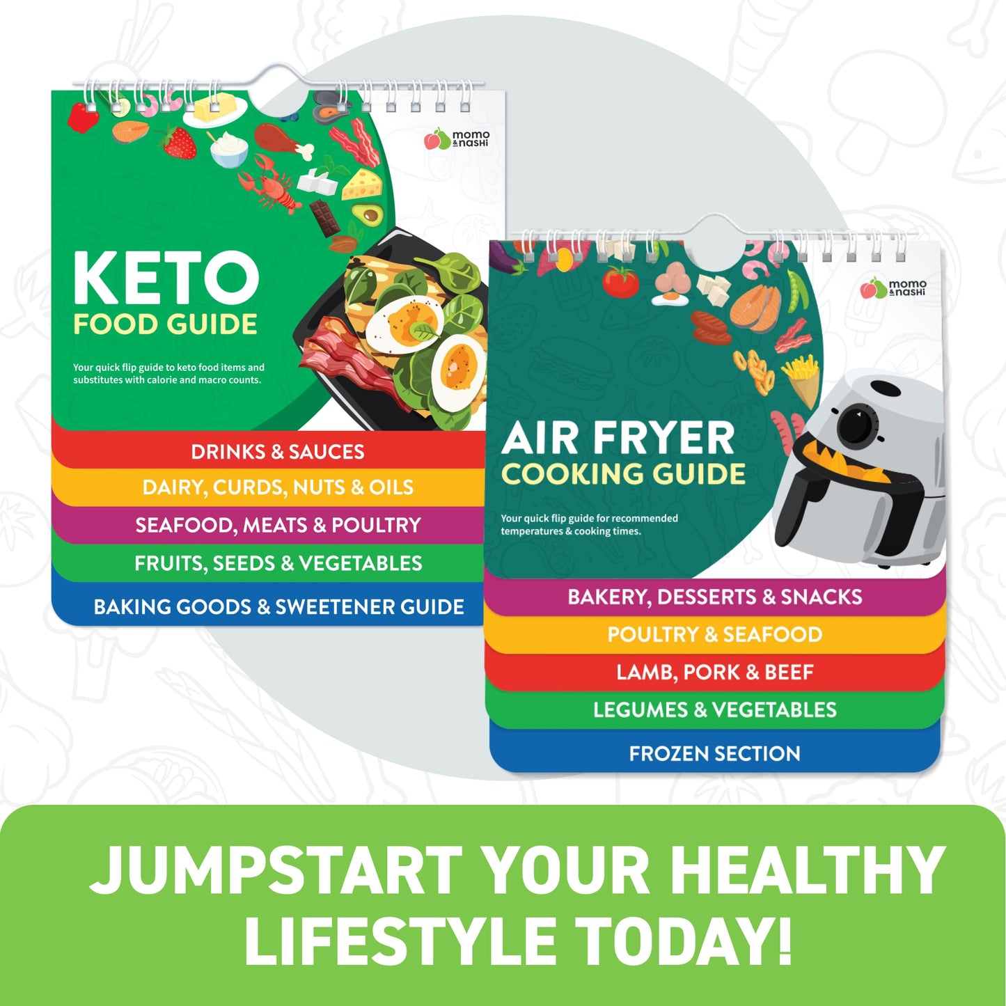 Air Fryer & Keto Cookbook Magnets - Set of 2 (7”x6”) - Air Fryer Accessories & Keto Meal Plan Cookbook - Airfryer Kitchen Accessories - Keto Foods & Keto Diet Book For Beginners - Kitchen Gadgets 2024