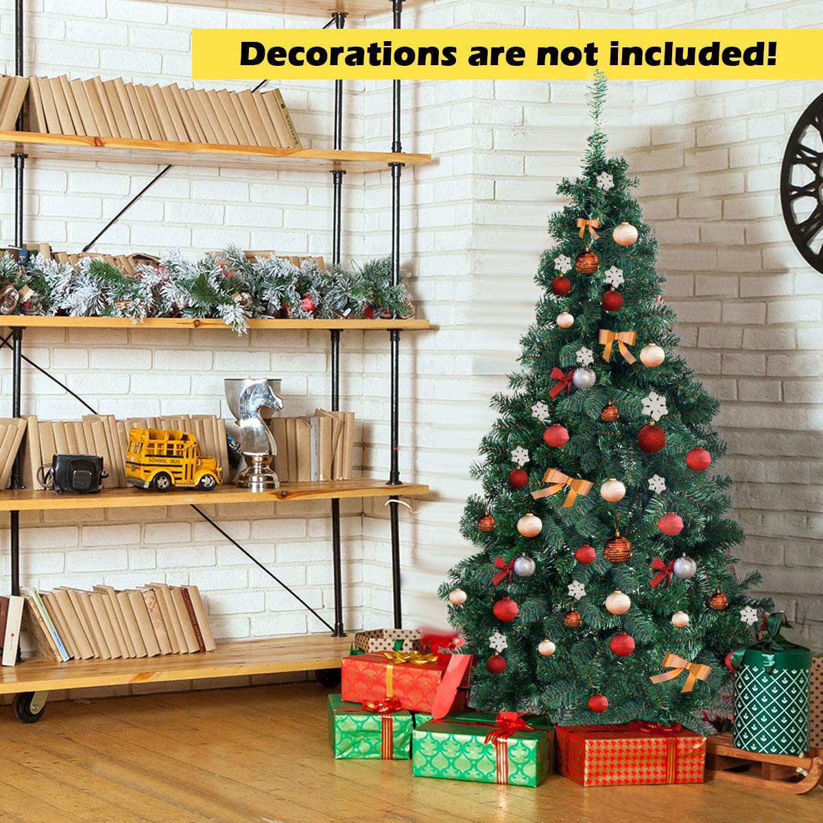 COSTWAY 6Ft Artificial PVC Christmas Tree W/Stand Holiday Season Indoor Outdoor Green