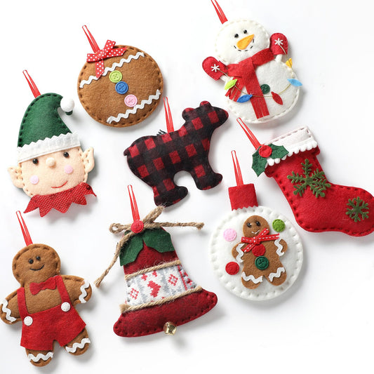 16 Pcs Christmas Tree Felt Ornament 3D Christmas Tree Ornaments Santa Snowman Elf Gnome Reindeer Ornaments Felt Christmas Decorations Stuffed Decorative Hanging Ornaments for Xmas Holiday Party Toy