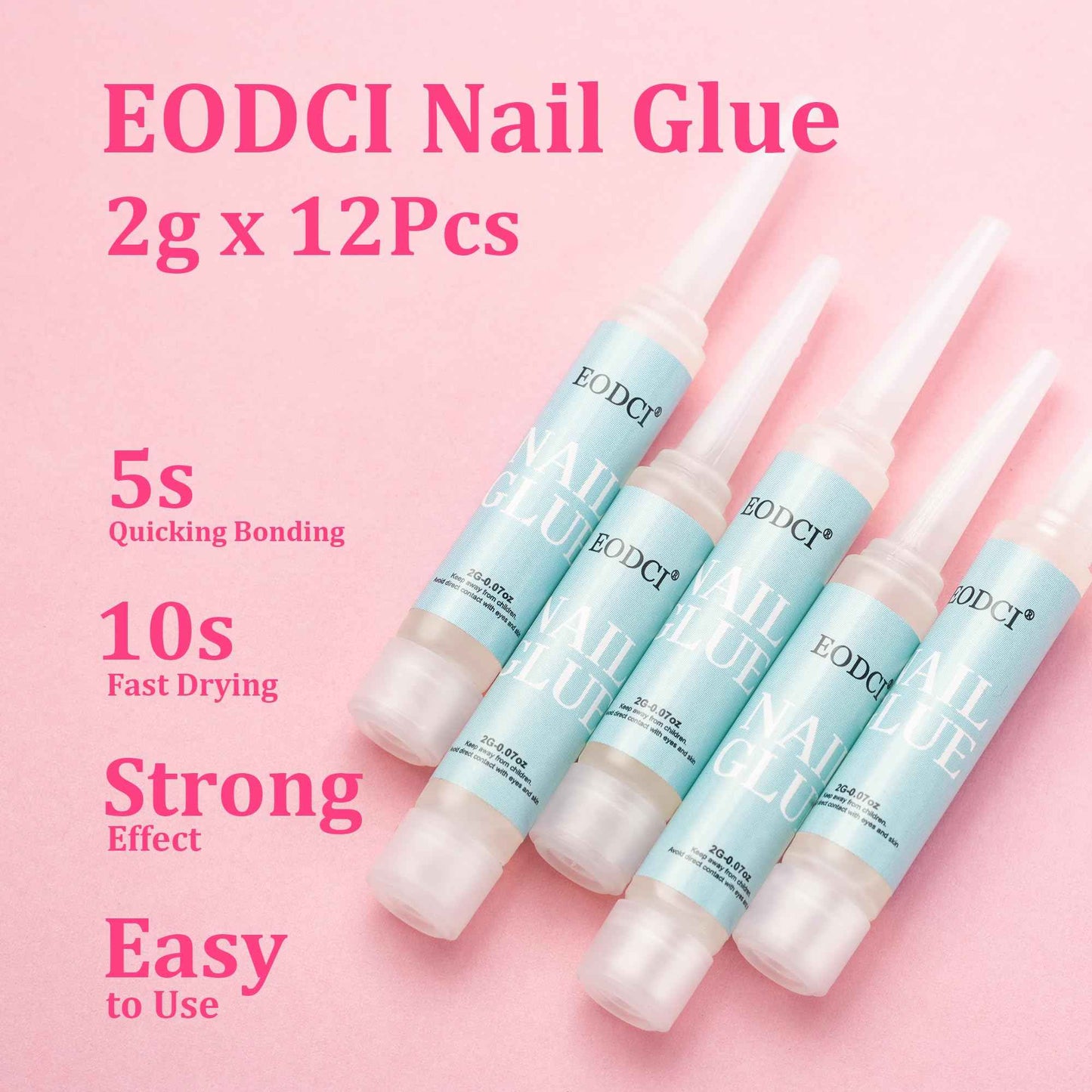 EODCI 12pcs Nail Glue Super Strong for Acrylic Nails Press on Nails Professional for Nail Tips Fake Nails False Nails Long Lasting Glue for Stick On Nails Broken