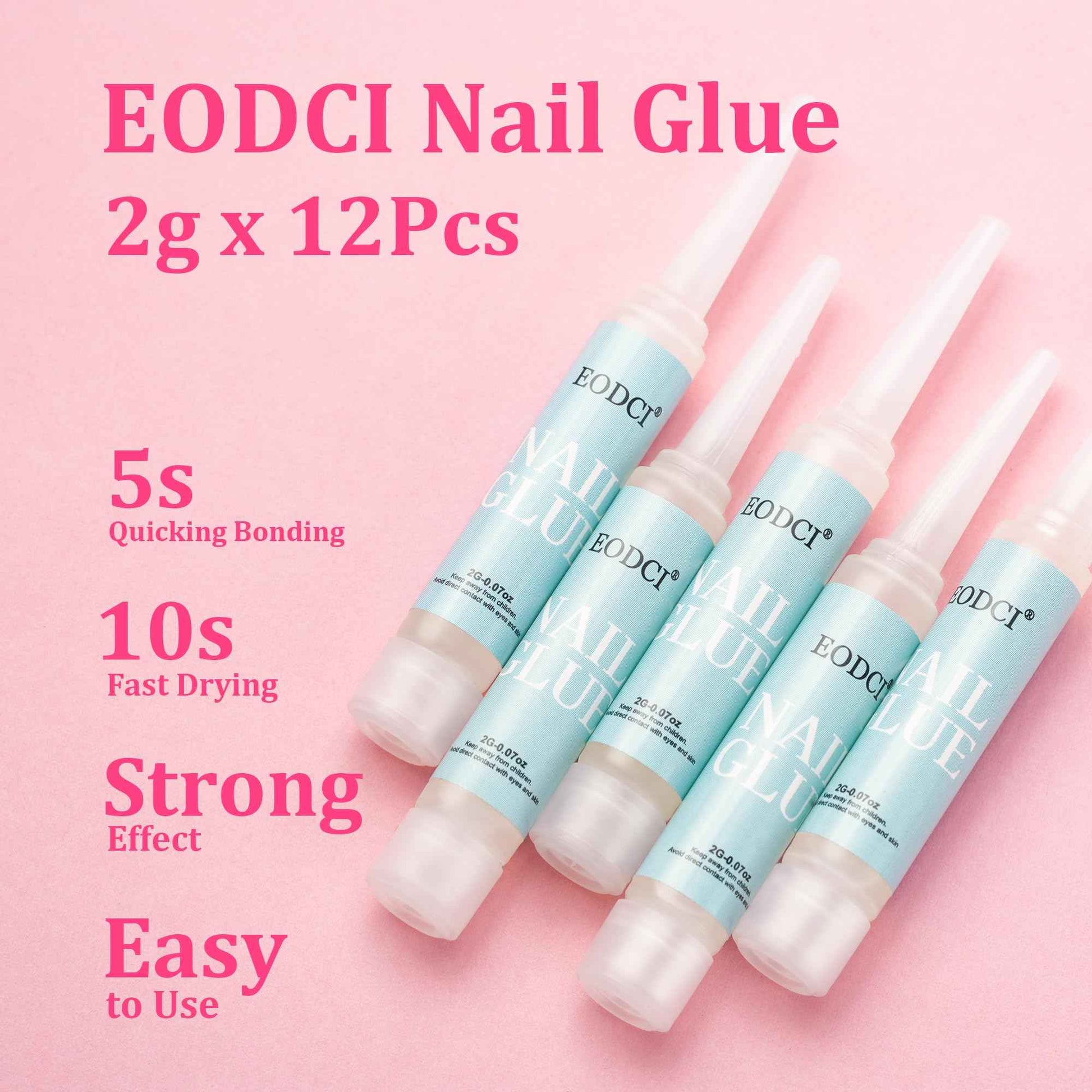 EODCI 12pcs Nail Glue Super Strong for Acrylic Nails Press on Nails Professional for Nail Tips Fake Nails False Nails Long Lasting Glue for Stick On Nails Broken