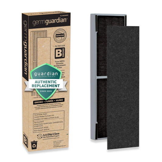 GermGuardian Filter B Smoke Clear HEPA Genuine Replacement Filter, Removes 99.97% of Pollutants, Smoke Toxins and Odors, for AC4825, AC4800 Series, AC4900, CDAP4500, AP2200, Black/Gray, FLT4825SM