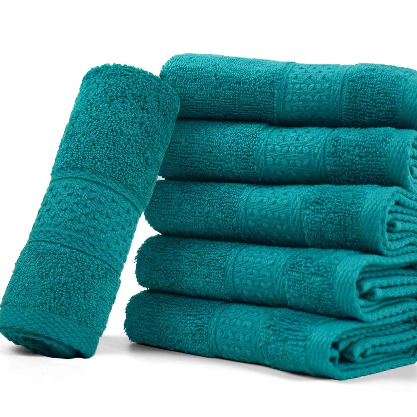 Cleanbear Wash Cloths Turquoise Washcloths for Face and Body Ultra Soft Washcloth for Sensitive Skins 6 Pack 13 by 13 Inches