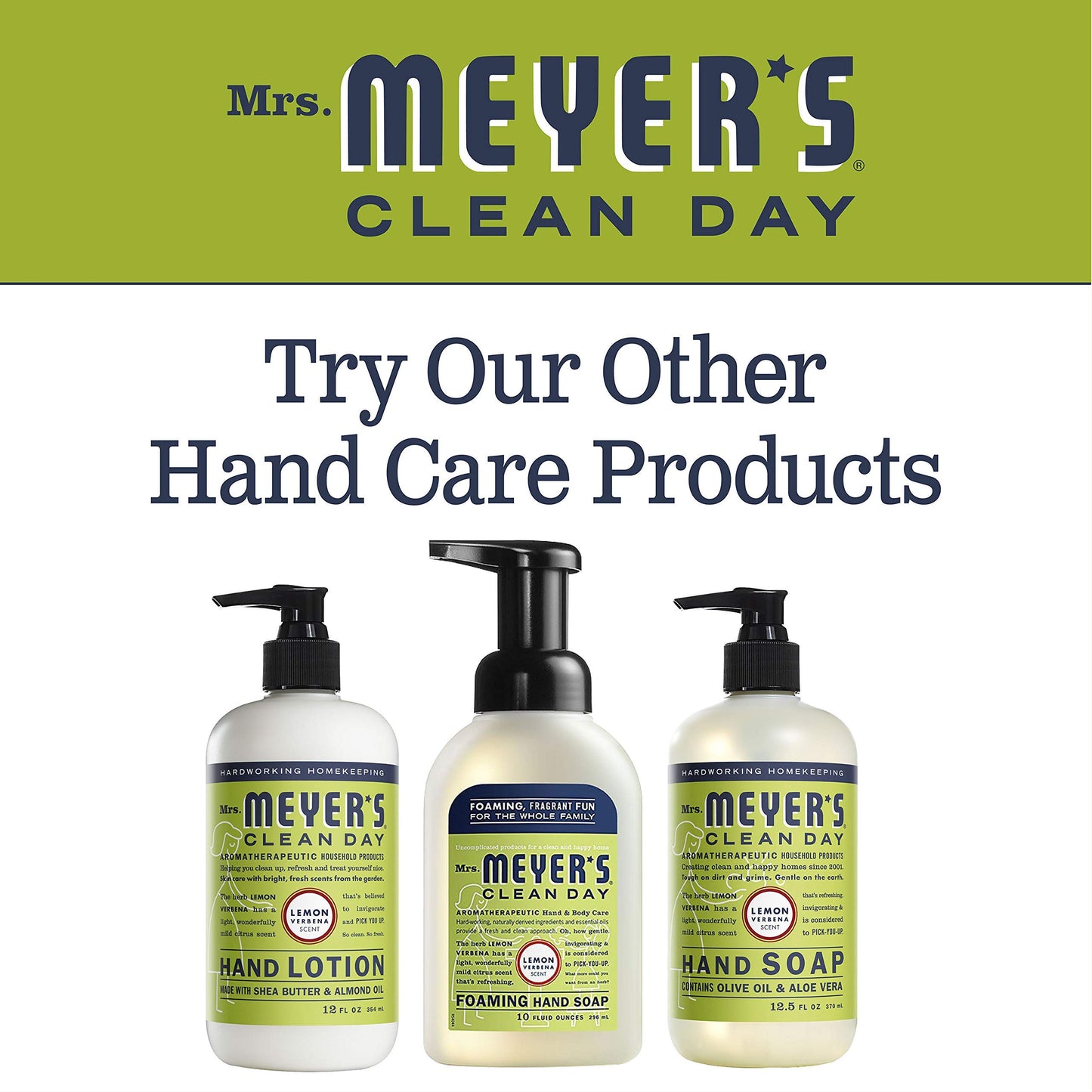 MRS. MEYER'S CLEAN DAY Foaming Hand Soap, Lemon Verbena, 10 Fl Oz (Pack of 4)