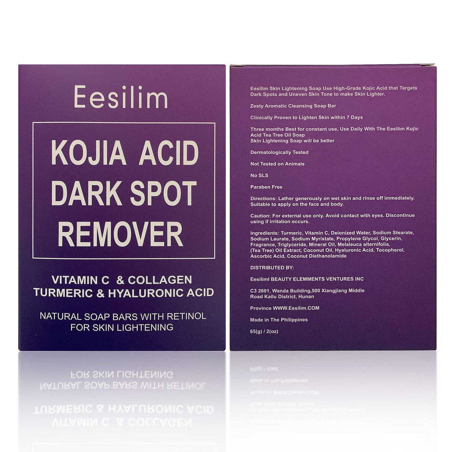 Eesilim Kojic Acid Skin Soap,（2 Pack x 65G Turmeric Soap ） Dark Spot Remover With Vitamic C, Retiol,Collagen,Hyaluronic Acid (Citrus)