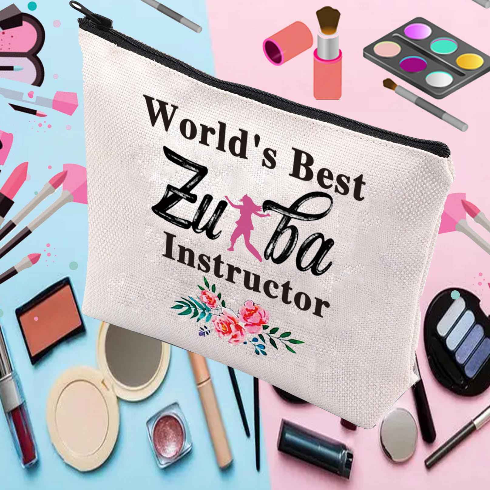 PXTIDY World's Best Zumba Instructor Makeup Bag Zumba Teacher Gift Zumba Dance Teacher Appreciation Gifts Cosmetic Bag (Best Zumba)