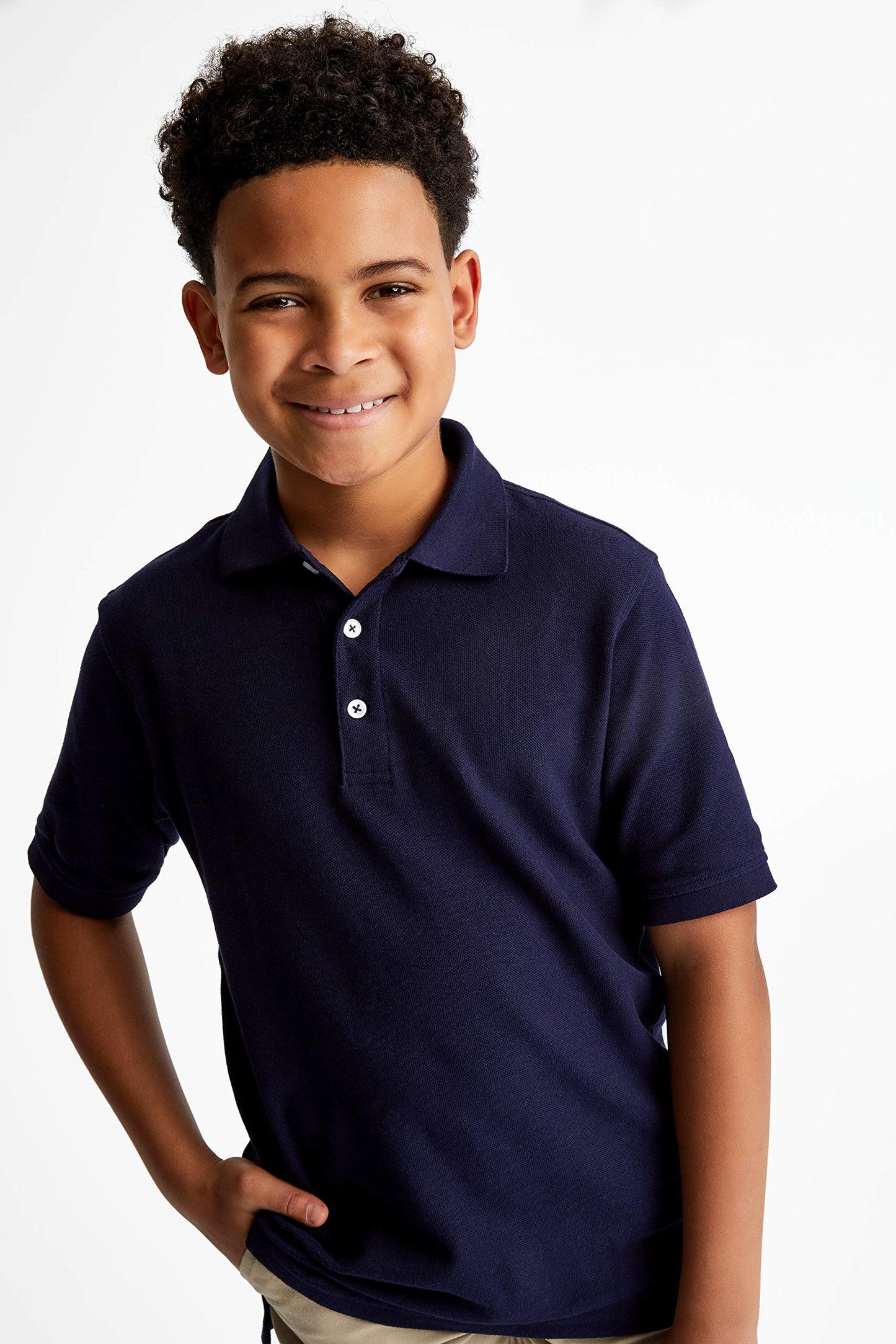 French Toast boys Short Sleeve Pique (Standard & Husky) Polo Shirt, Navy, 2T US