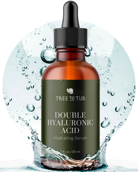 Tree To Tub Double Hyaluronic Acid Hydrating Serum - Anti-Aging Hyaluronic Acid Serum for Face - 2 Types of Hyaluronic Acid - Unique Hydrating Serum For Face Targets Fine Lines & Dry, Sensitive Skin