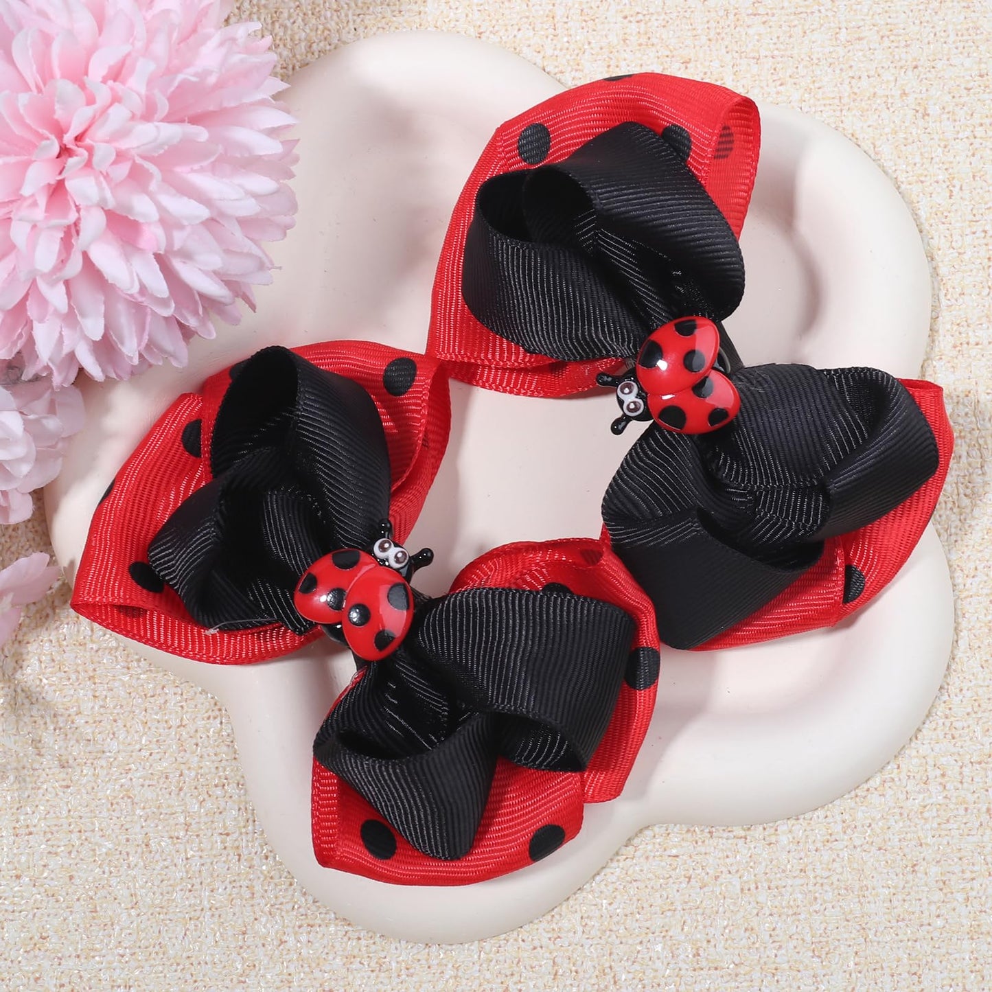 Back to School Bow Hair Clips for Women Red Ribbon Summer Hair Bows Cartoon Animal Shape Hair Barrettes for First Day of School Kindergarten Students Outfits Cute Teacher Hair Styling Accessories 2Pcs