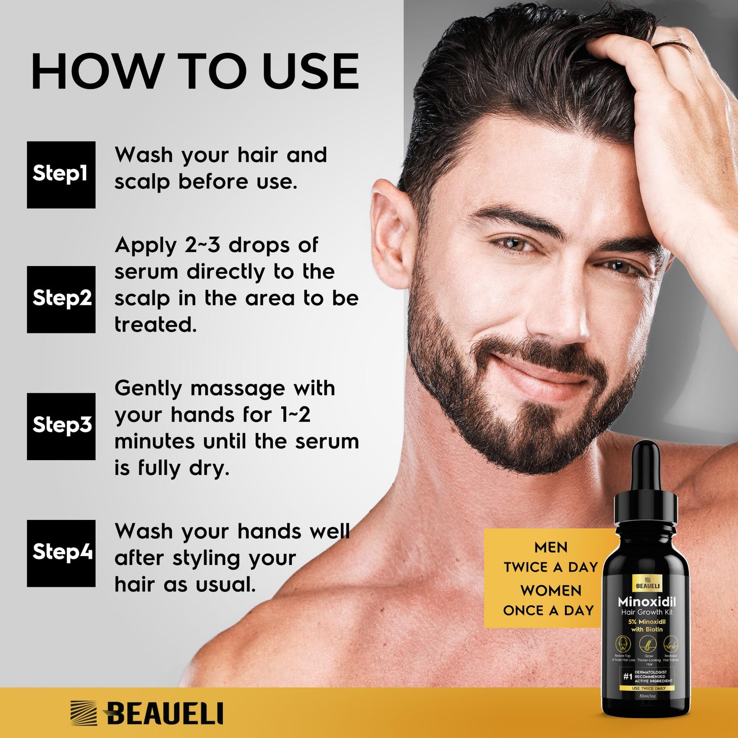 5% Minoxidil for Men, Minoxidil for Women Hair Growth Serum, Minoxidil 5 Percent, Hair Growth for Women and Men with Biotin, Hair Loss Treatments, Hair Regrowth Treatment for Thicker Fuller Hair 30ml