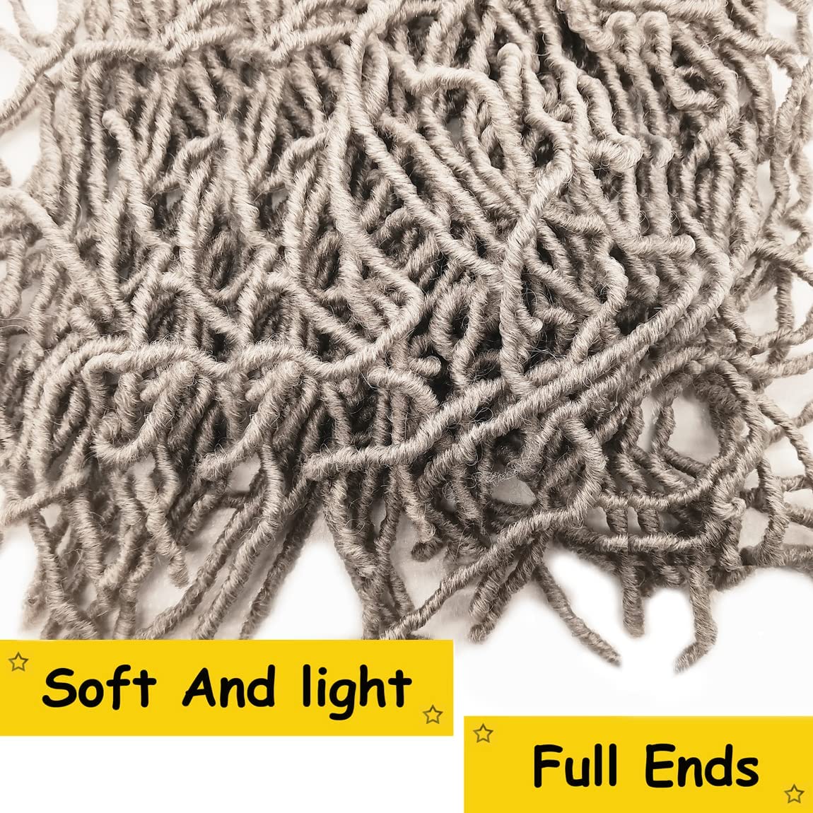 Grey Faux Soft Locs 36 Inch 2 Packs Gray Color Crochet Locs Hair Whole Strand No Extended Pre-looped Long Locs Synthetic Crochet Braids Hair Extensions For Black Women (36inch, 2packs, Grey)