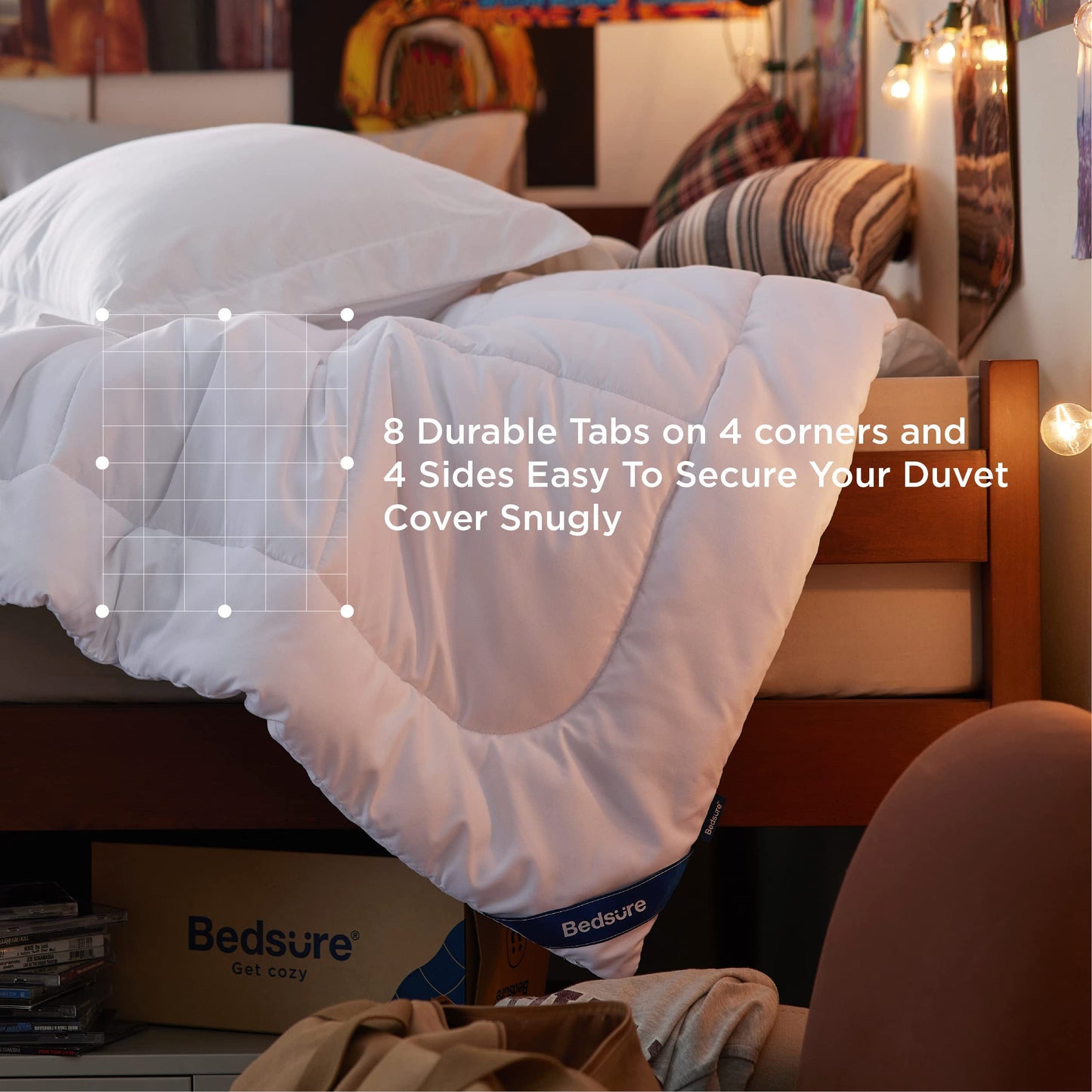 Bedsure Comforter Duvet Insert - Quilted Comforters Twin XL Size, All Season Duvet, Down Alternative Bedding Comforter with Corner Tabs(White,Twin XL 92"x68")