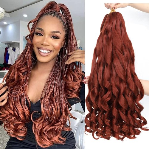 French Curl Braiding Hair Pre Stretched 22 Inch Braiding Hair 350# Loose Wavy Pre Streched Braiding Hair for Black Women (22 Inch(7Packs), 350#)