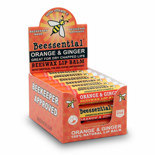 Beessential Natural Bulk Lip Balm, Orange Ginger, 18 Pack | For Men, Women, and Children. Great for Gifts, Showers, & More