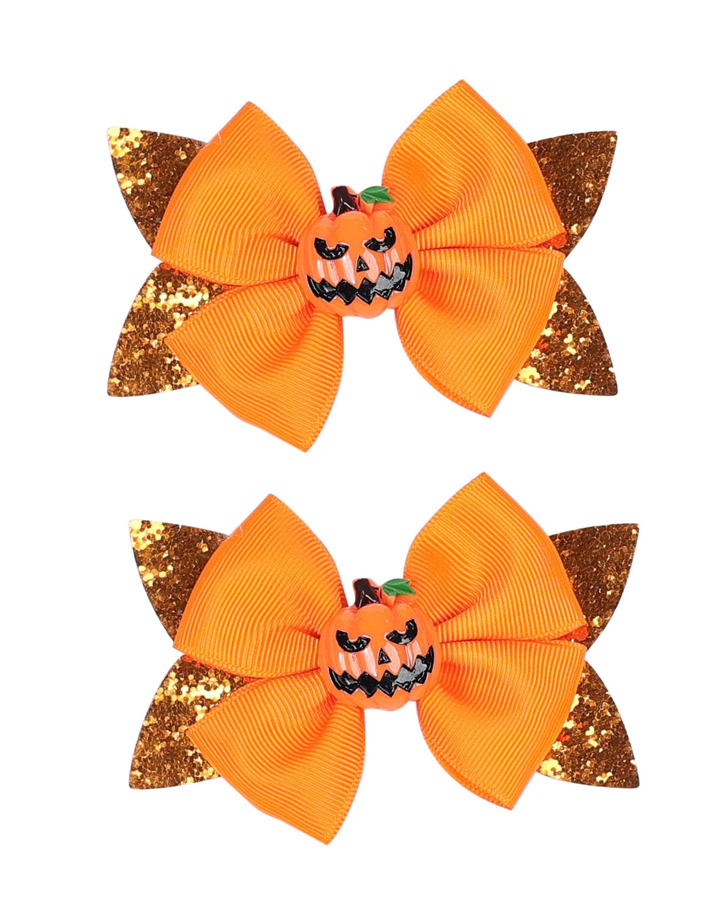 Koolgil Baby Girl's Cute Bowknot Hair Clips Halloween Bat Wing Hair Clips Pumpkin Head Hair Clips (C- Orange 1)