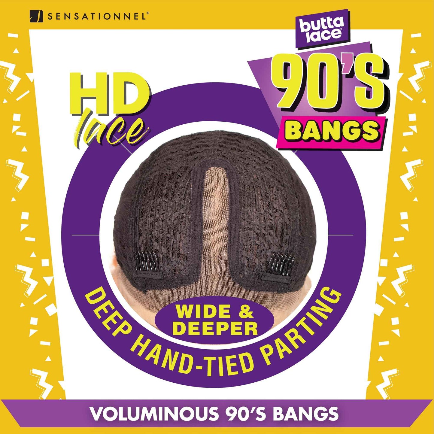 Sensationnel Butta Lace 90Sbangs Wigs - Unit 914 Glueless Wide Deep Part Synthetic Preplucked Hairline (BEIGEBLONDE)