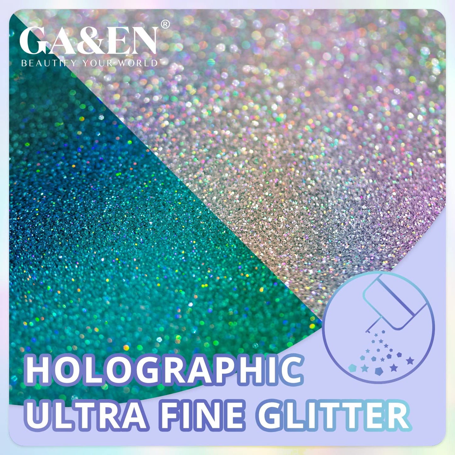 Holographic Ultra Fine Glitter 50g Silver+50g Turquoise Fine Glitter 100g/3.52oz Sparkle Glitter Powder for Resin Tumbler Project and Craft Iridescent Glitter for Nail Art and Body Makeup