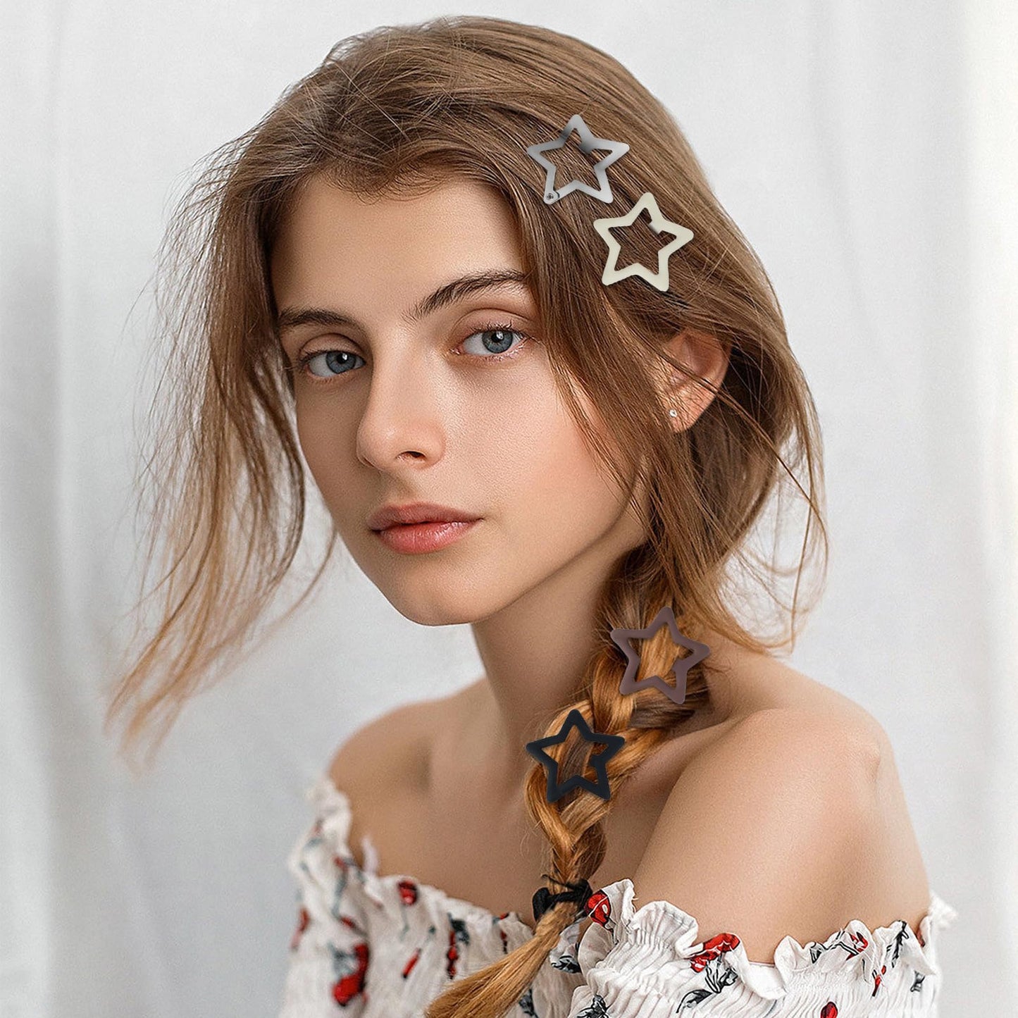 40Pcs Silver Star Hair Clips Y2K Hair Accessories for Women Brown Cute Hair Pins for Girls Aesthetic Star Barrettes for Hair Non Slip Kawaii Snap Hair Clips for Thick Hair Styling Tools