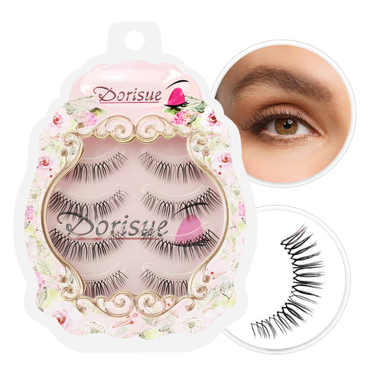 Dorisue Short natural eyelashes false eyelashes natural wispy lashes 4 eyelashes pack lashes pack