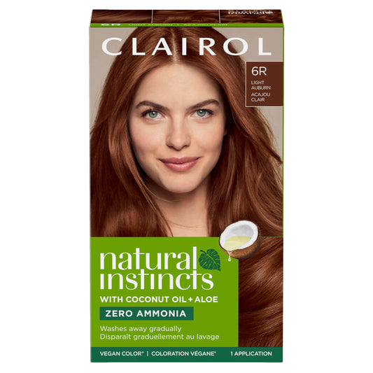 Clairol Natural Instincts Demi-Permanent Hair Dye, 6R Light Auburn Hair Color, Pack of 1