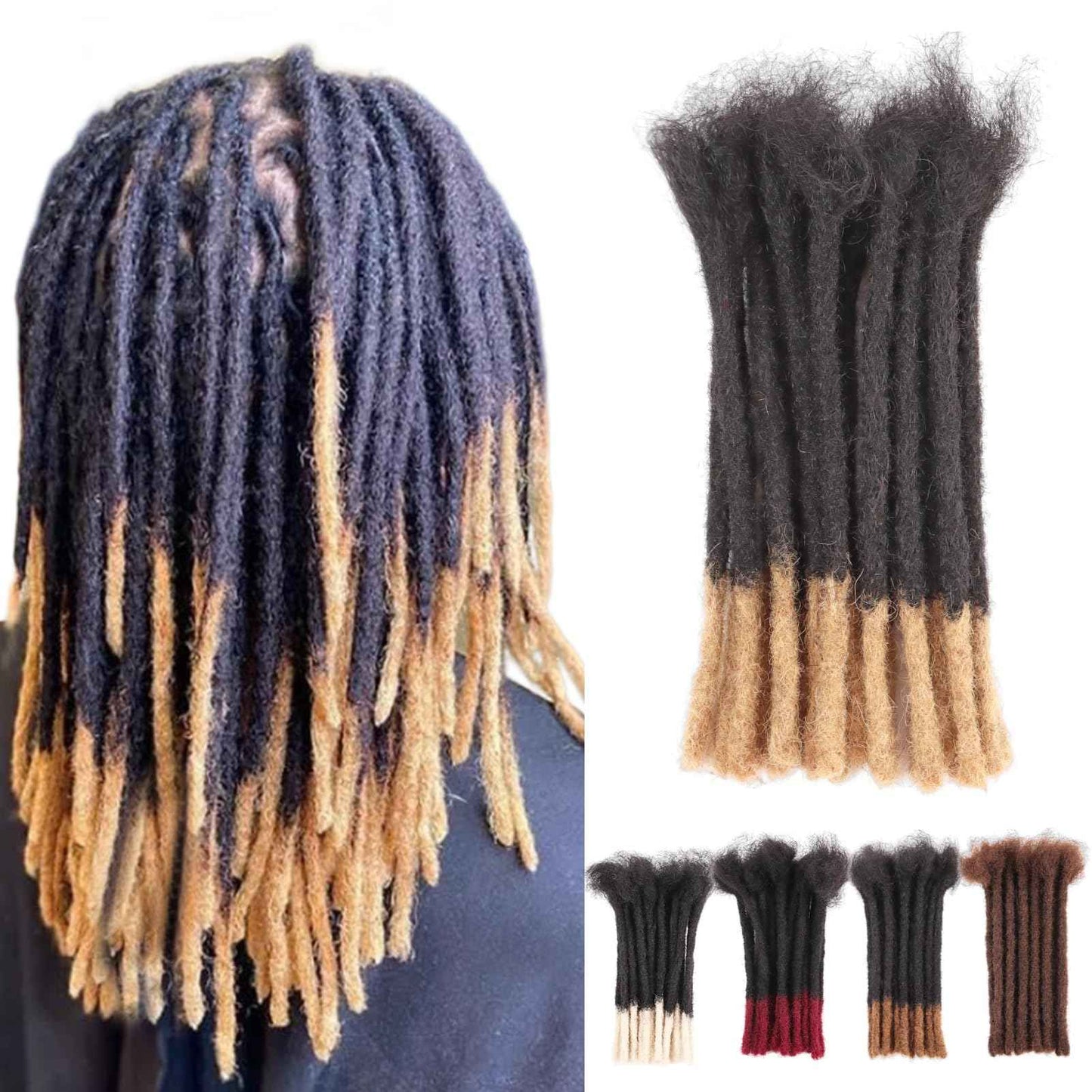 Viovian 0.6cm Ombre Loc Extensions Real Human Hair 8 Inch 30 Strands Dread Lock Human Hair Dreadlock Extensions for Men/Women Color 1b/27
