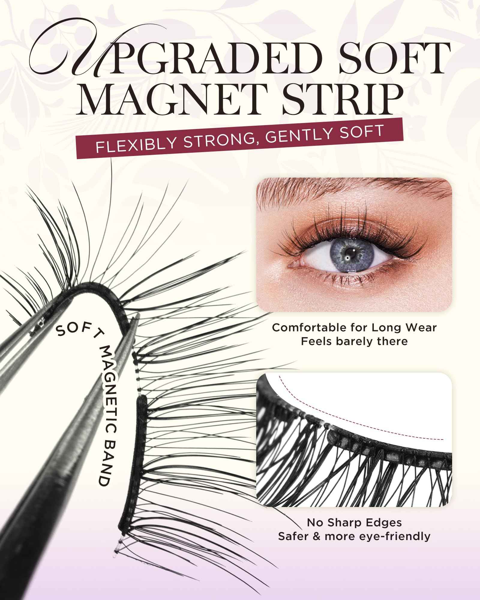 BEYELIAN Magnetic Eyelashes with Applicator Kit, Upgrade Soft Magnetic False Eyelashes Natural Look, No Glue Needed Reusable Magnetic Lashes for Eye Makeup (Lightweight & Comfortable)