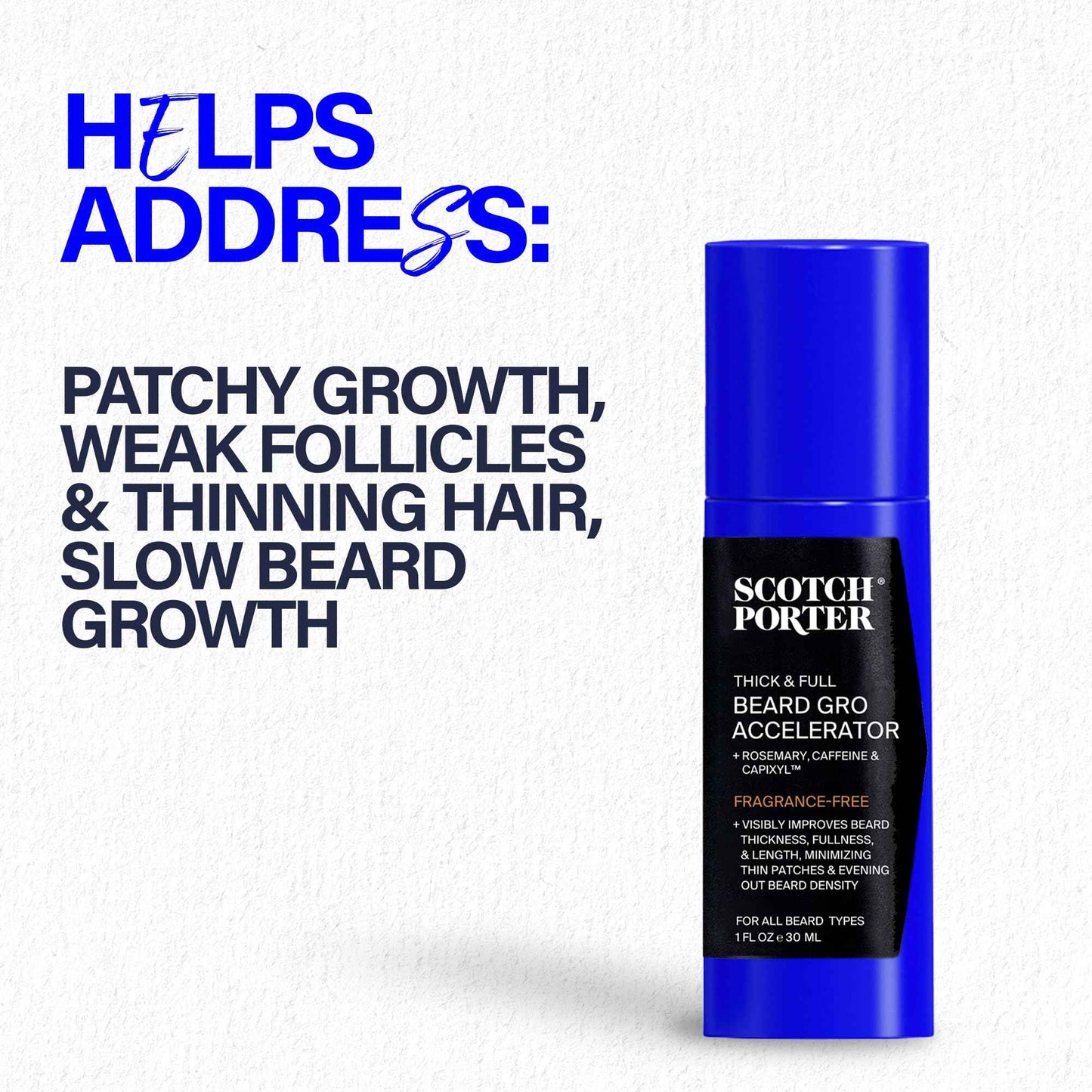 Scotch Porter Thick & Full Beard Gro Accelerator with Caffeine & Rosemary – Stimulates & Strengthens Hair Follicles – 3-Pack, 3* 1oz