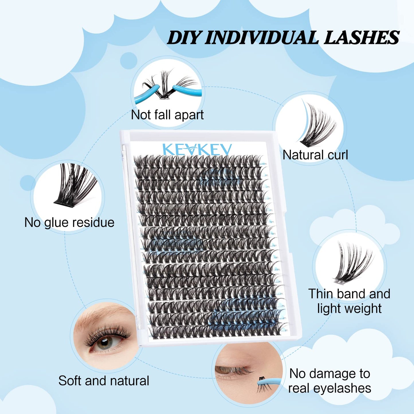 300 Pcs Individual Lashes Lash Clusters DIY Lash Extension Cluster Lashes that Look Like Eyelash Extensions Self Applicaton at Home Volume Dramtic Look(50D,C-14mm)