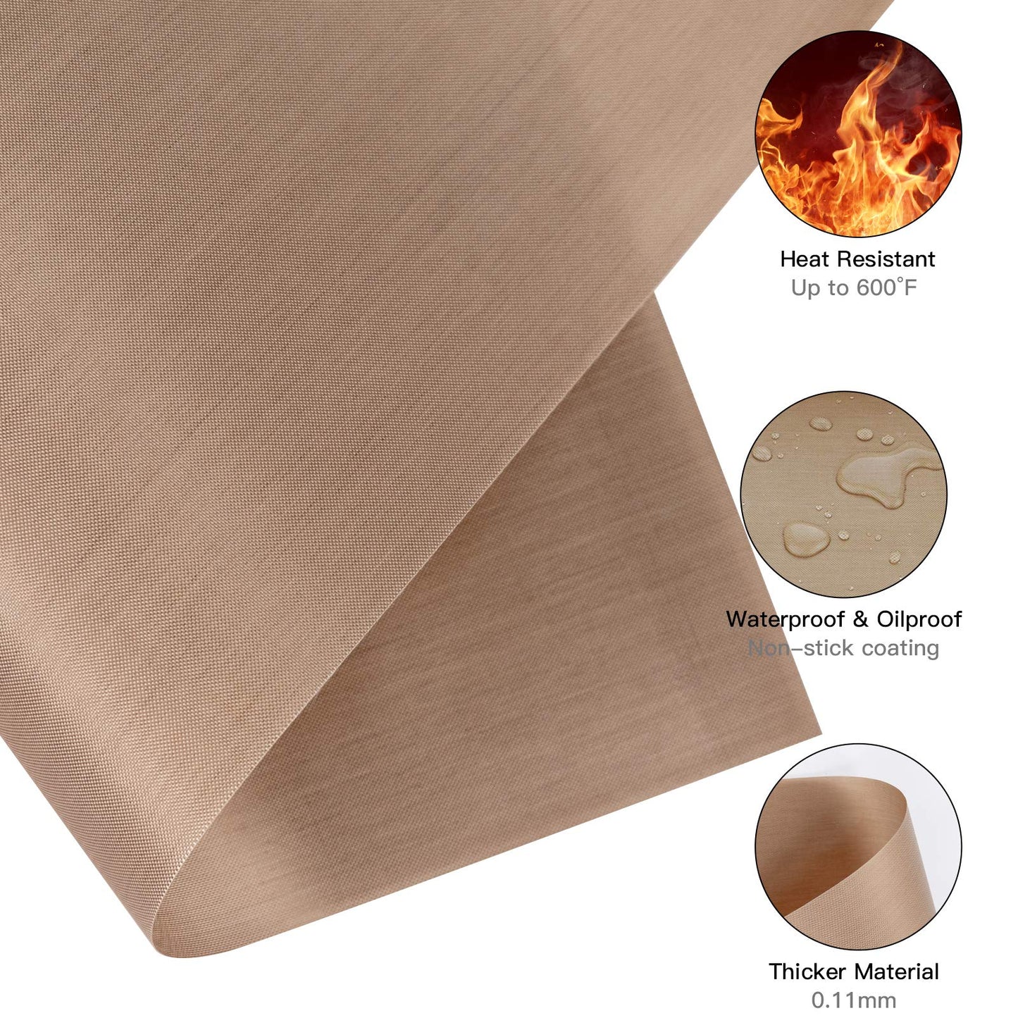 3 Pack PTFE Teflon Sheet for Heat Press - 16" x 12" Non Stick Teflon Sheets Heat Transfer Paper Washable Reusable Heat Resistant Baking Sheets Craft Mat