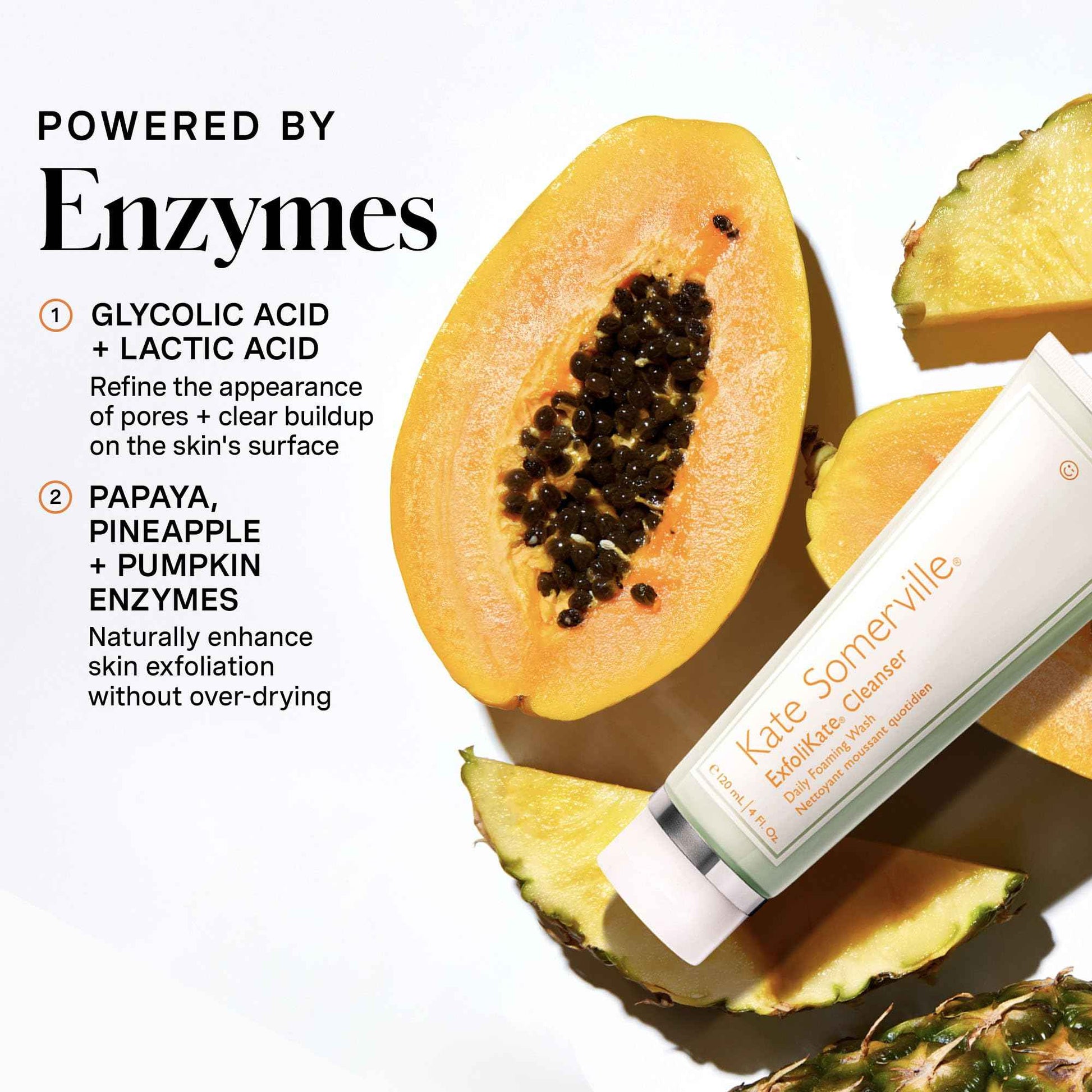 Kate Somerville ExfoliKate Cleanser – Daily Exfoliating Foaming Face Wash, Clinically Formulated Glycolic Acid and Lactic Acid Gentle Facial Scrub, 4 Fl Oz