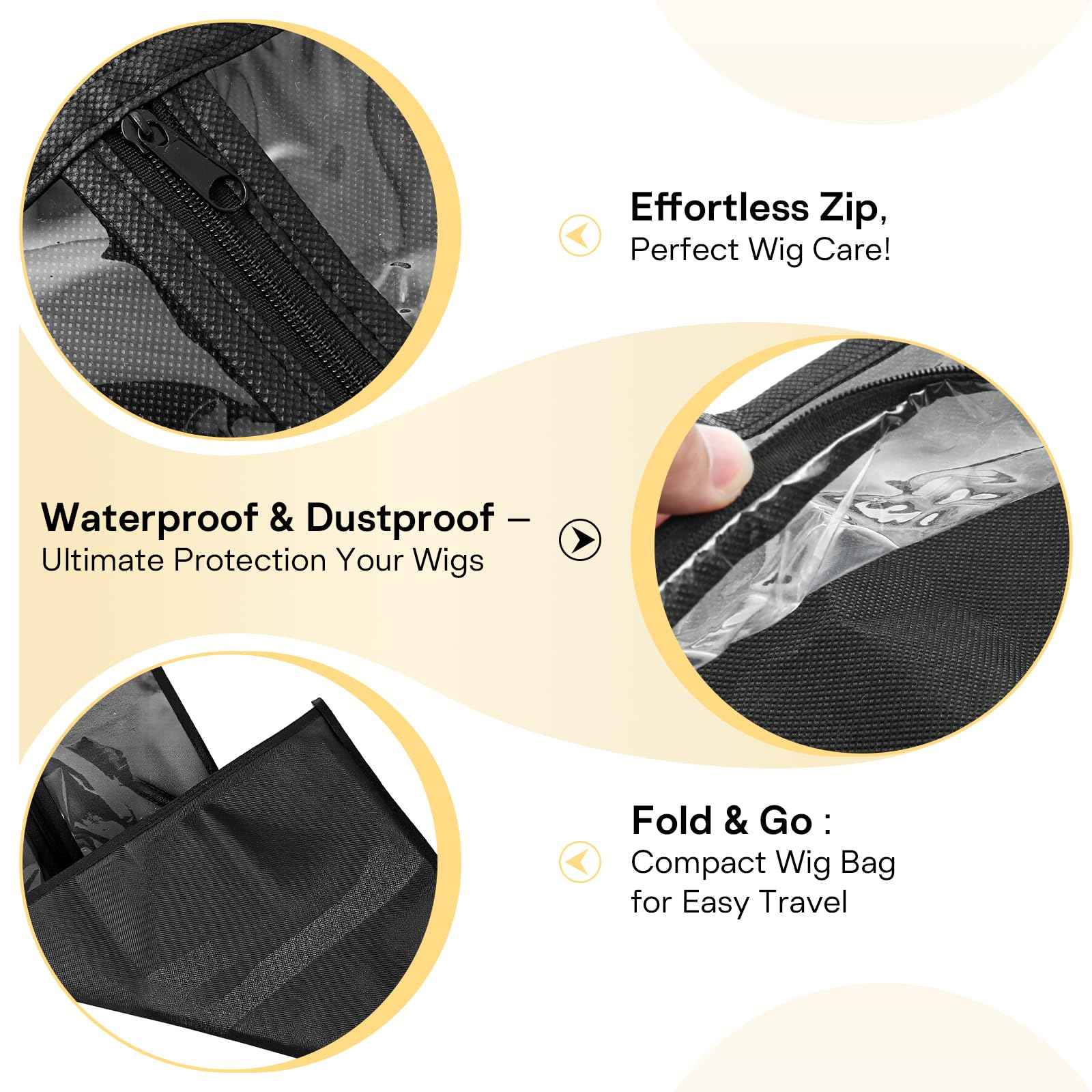 VARIPOWDER 10pcs Wig Storage Bags with Hanger Hair Extensions Storage for Multiple Wigs, Dust-Proof Wigs Bag with Strong Holder Home Travel Closet Wigs & Accessories