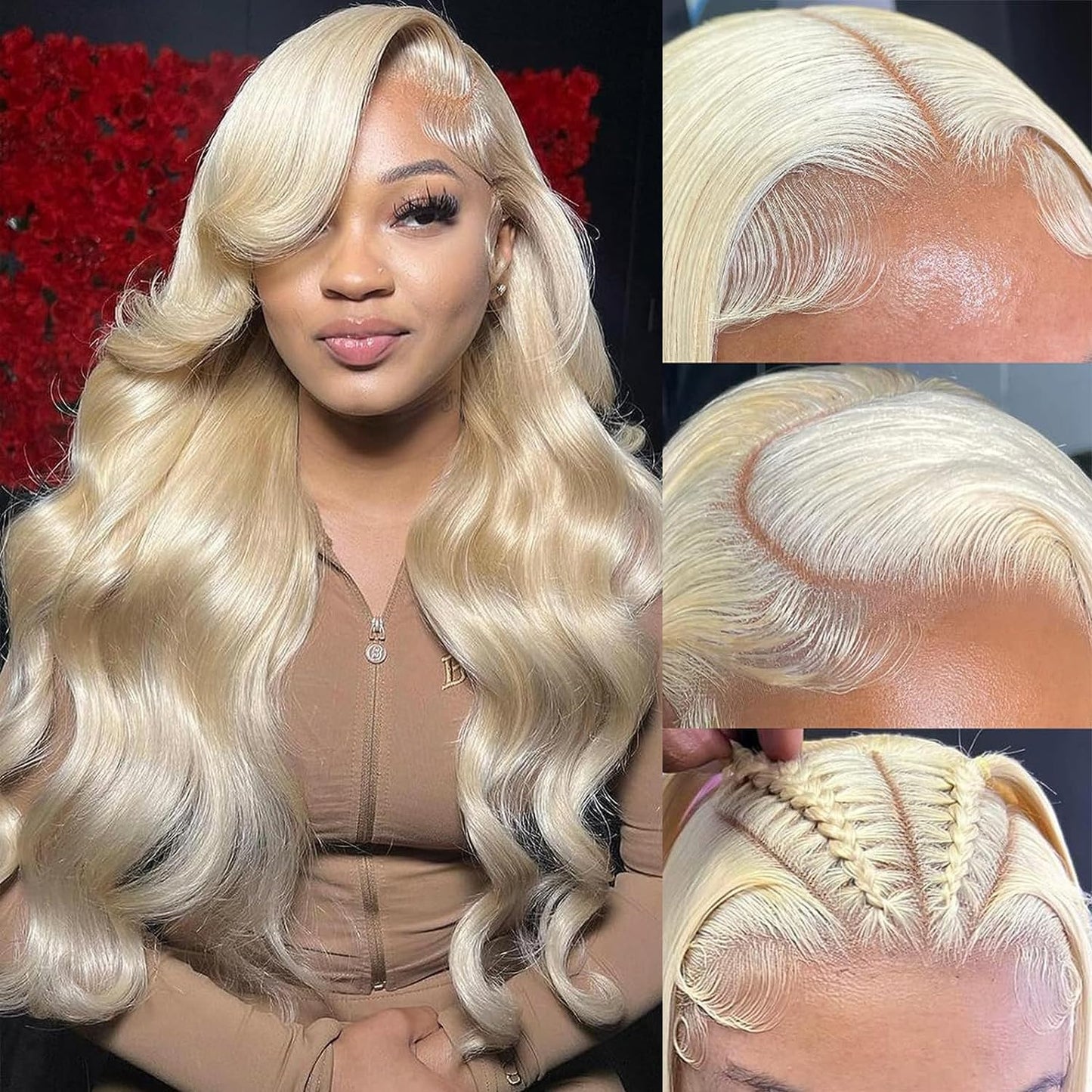 613 Lace Front Wig Human Hair Body Wave Lace Front Wigs Human Hair 13x4 HD Transparent Blonde Lace Front Wigs Human Hair Pre Plucked Guleless 613 Blonde Wig Human Hair 24 Inch 180% Density