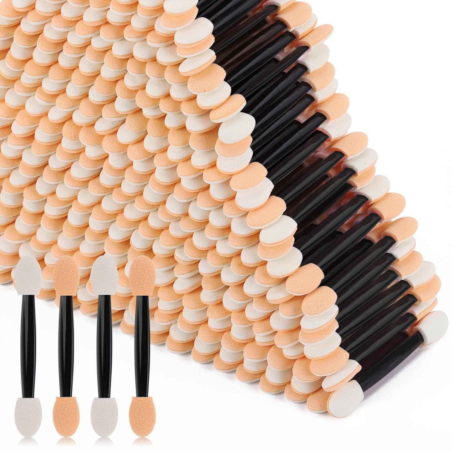 1000 Eye Shadow Applicator Disposable Foam Makeup Brush Sponge Tipped Oval Eyeshadow Applicators Dual Sides Black