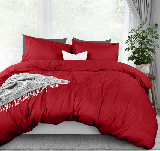 Utopia Bedding Duvet Cover Queen Size - 1 Duvet Cover with 2 Pillow Shams - 3 Piece Bedding Duvet Cover with Zipper Closure - Soft Brushed Microfiber, 90 X 90 Inches (Queen, Red)