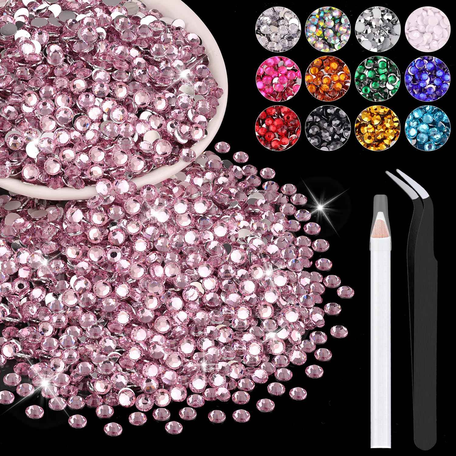 5000PCS 3mm Resin Rhinestones in Bulk (Light Pink), Bedazzling Flatback Crystals Rhinestones for Crafting DIY Nail Decoration, Gems Diomand Charms for Tumbler Shoes Clothing Fabric