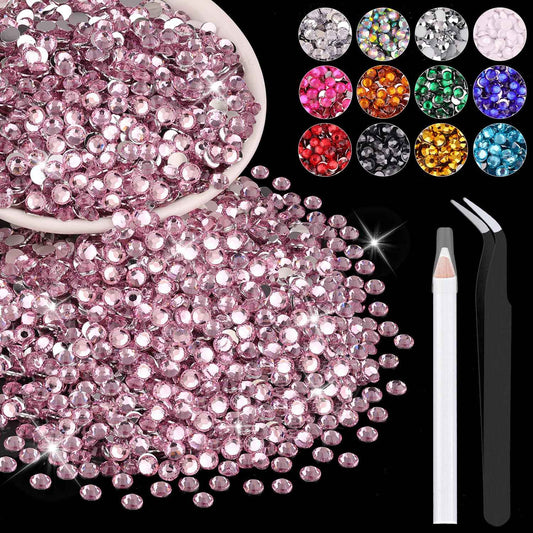 5000PCS 3mm Resin Rhinestones in Bulk (Light Pink), Bedazzling Flatback Crystals Rhinestones for Crafting DIY Nail Decoration, Gems Diomand Charms for Tumbler Shoes Clothing Fabric