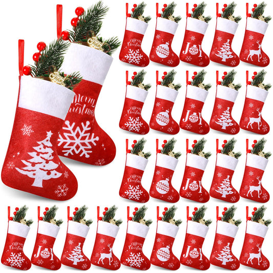 Glimin 100 Pieces Christmas 7 Inch Stocking Red Xmas Stockings Classic Stocking Decorations for Christmas Tree Decoration Hanging Ornament Xmas Holiday Decoration (Elk)