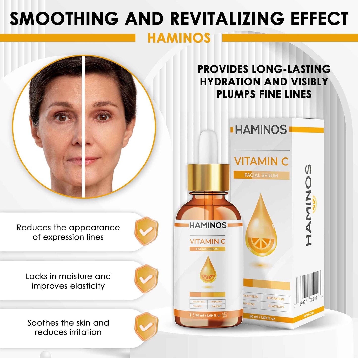 Vitamin C Serum ORGANIC AND VEGAN with Niacinamide, Hyaluronic Acid & Peptides – Brightens, Firms & Hydrates – Anti-Dark Spots, Anti-Ageing & Antioxidant - UNIQUE FORMULA (50 ml - 1.69 Fl Oz)