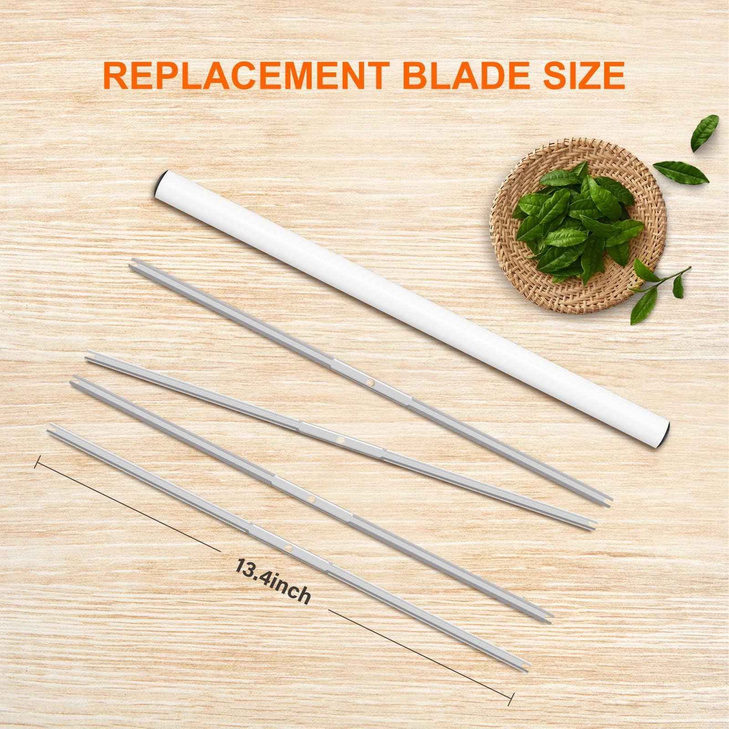 Simple Deluxe 4-Pack 16 inch Bowl Leaf Trimmer Blades Replacement Stainless Spin Clean Cut Include 2 Serrated 2 Straight Blades, Actual Length 13.4 Inches