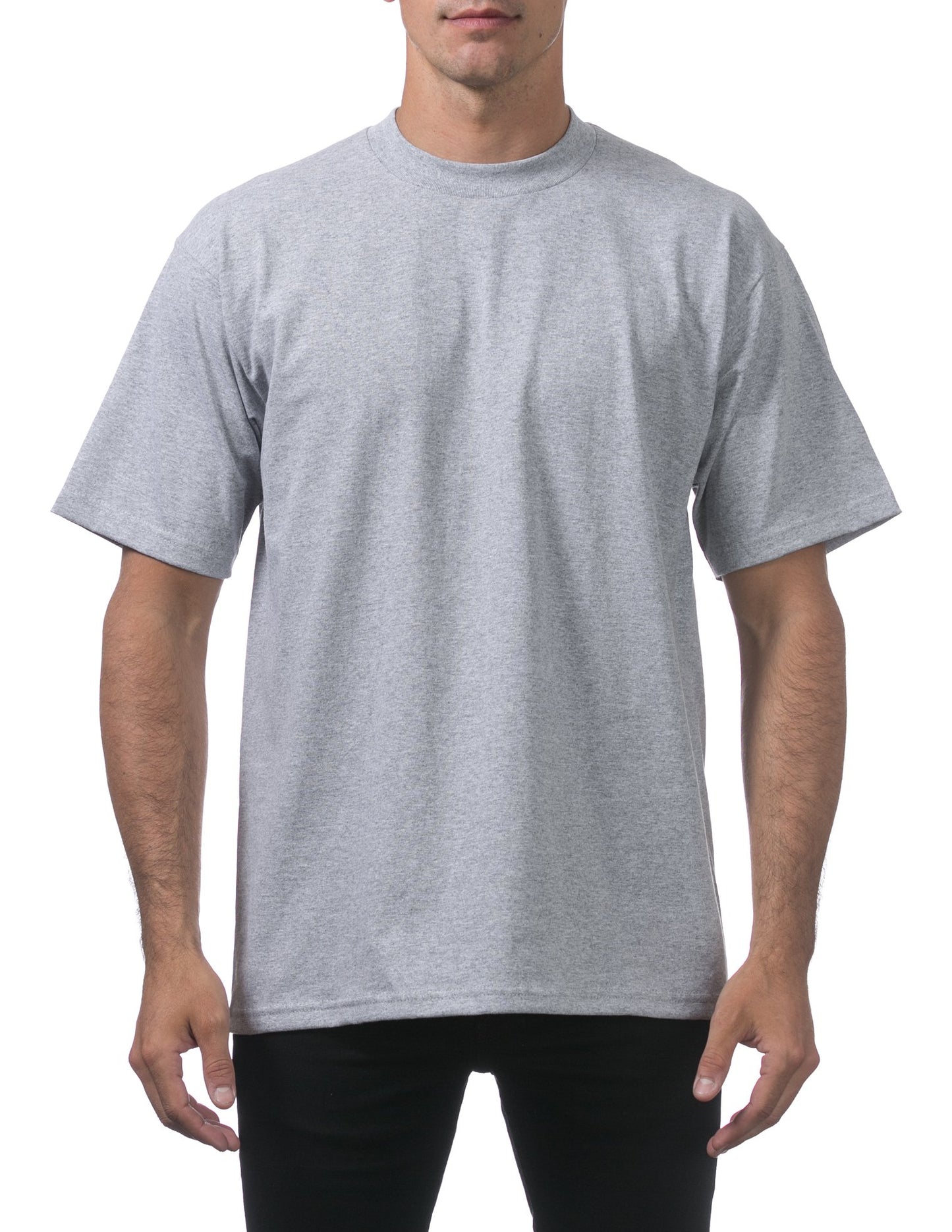 Pro Club Men's 3-Pack Heavyweight Cotton Short Sleeve Crew Neck T-Shirt, Heather Gray, Medium