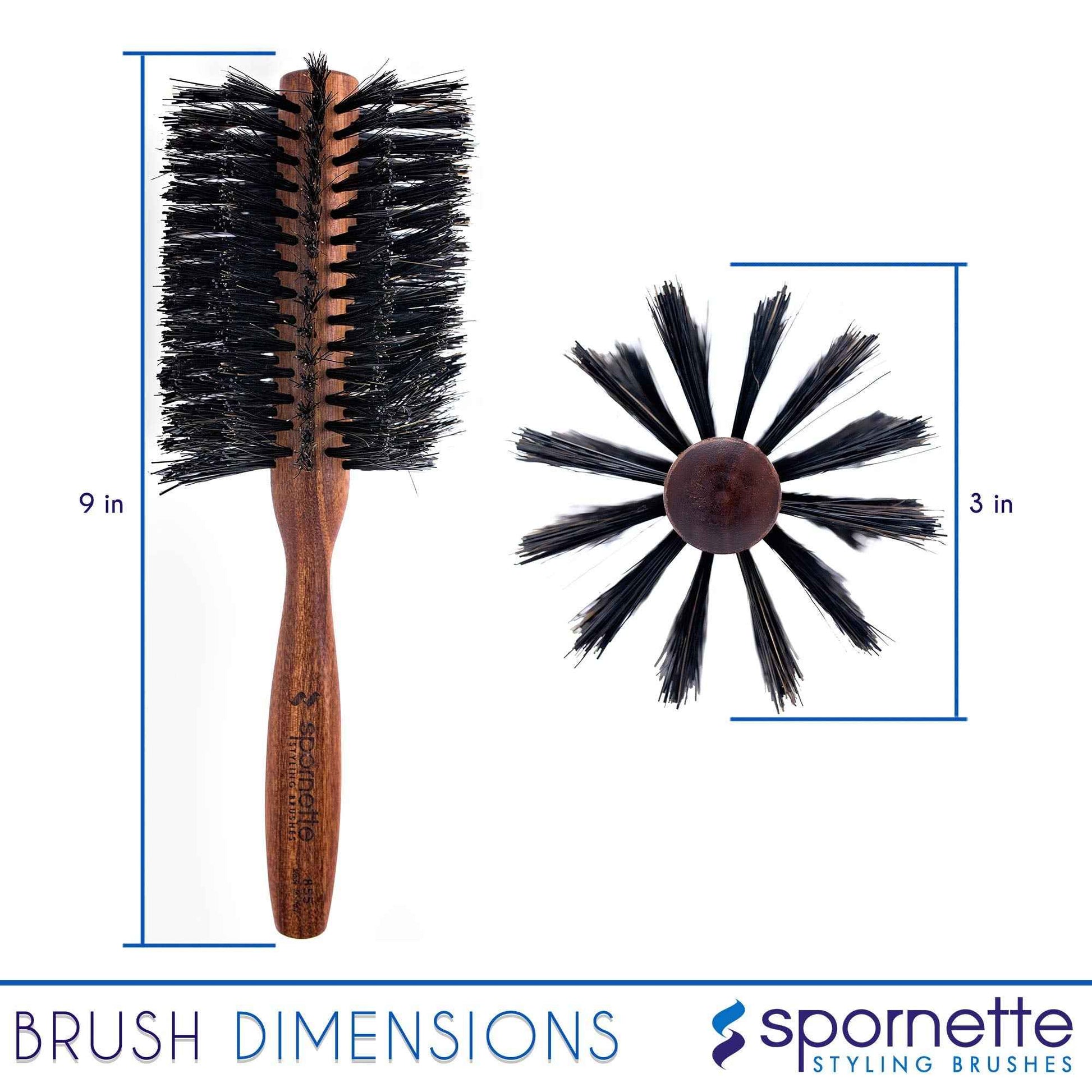 Spornette Italian Rounder Boar Bristle Round Hair Brush for Women & Men - Large Round Brush for Blow Drying, Styling & Volumizing - Wooden Brush for Medium to Long Thick, Fine, Curly or Straight Hair