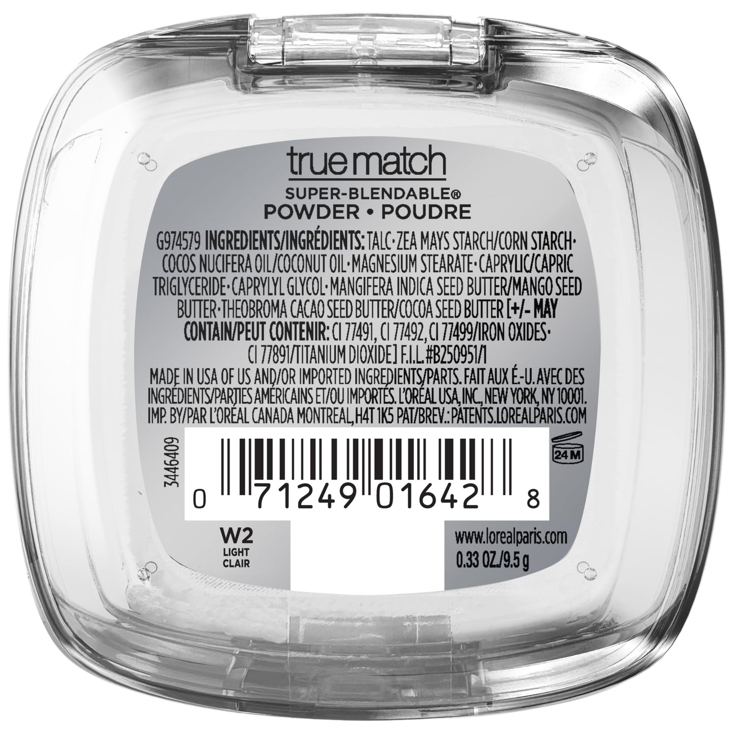 L'Oreal Paris True Match Super Blendable Oil Free Foundation Powder, W2 Light, 0.33 oz, Packaging May Vary