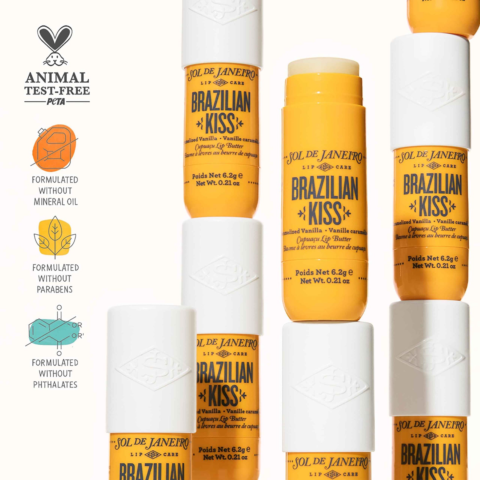 Sol de Janeiro Brazilian Kiss Vegan Formula Hydrating Lip Butter Balm, Pack of 2