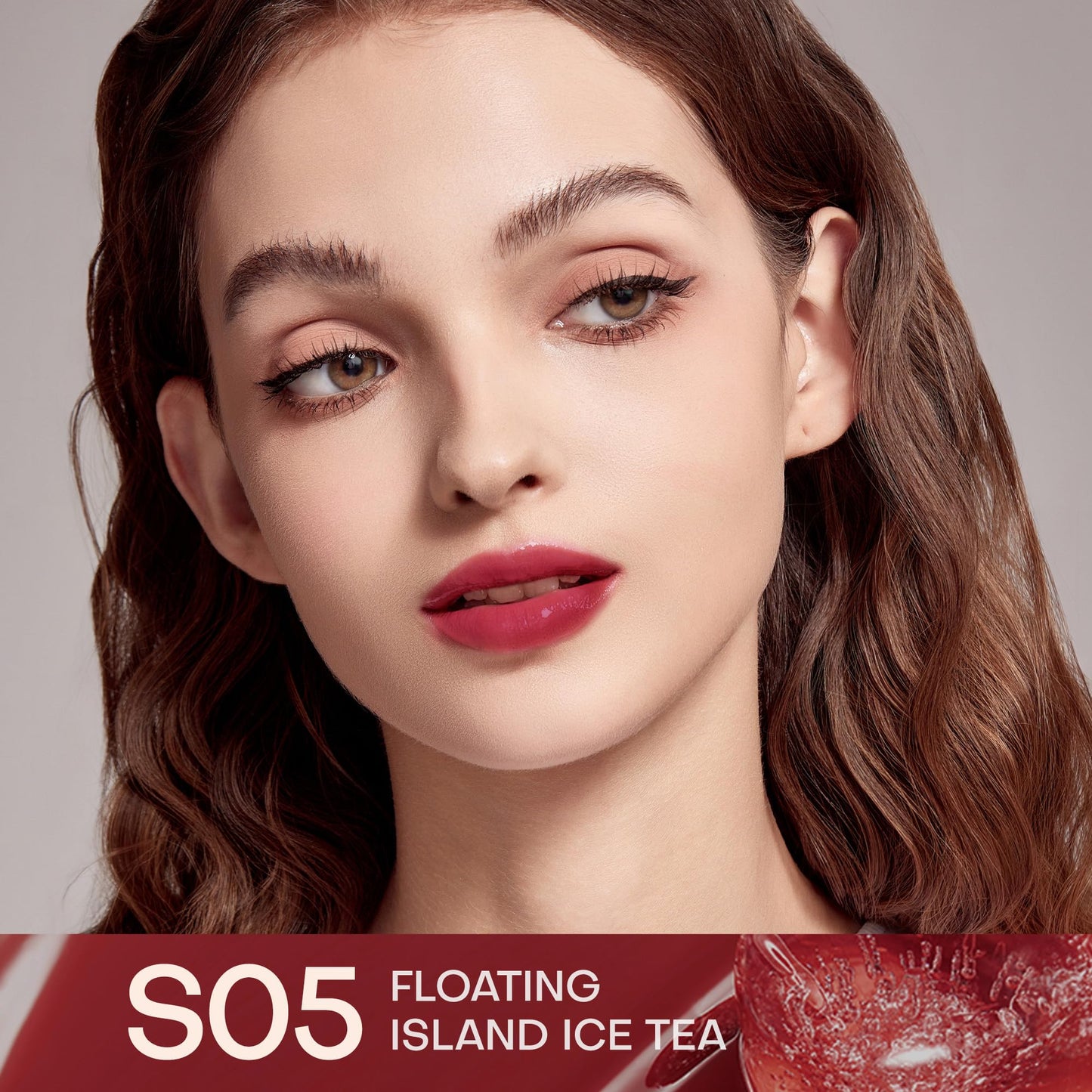 Mistine Lipstick Thai Latte Sheer Aqua Rouge Flowing Plumping Lipstick for Women Non-sticky Hydrating Lipstick Creamy Finish S05 Floating Island Ice Tea 0.12 fl oz,1 Count