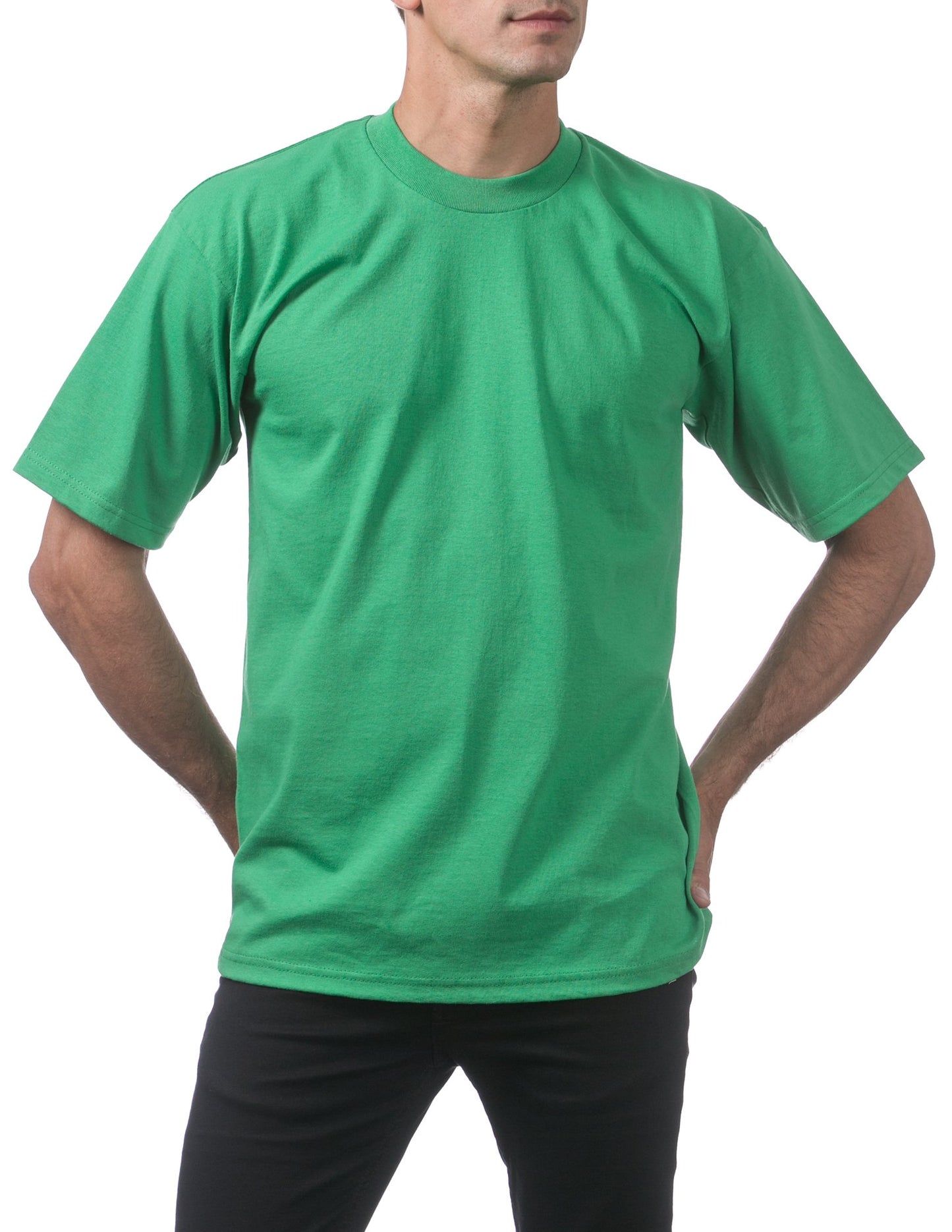 Pro Club Men's Heavyweight Cotton Short Sleeve Crew Neck T-Shirt, Kelly Green, Small