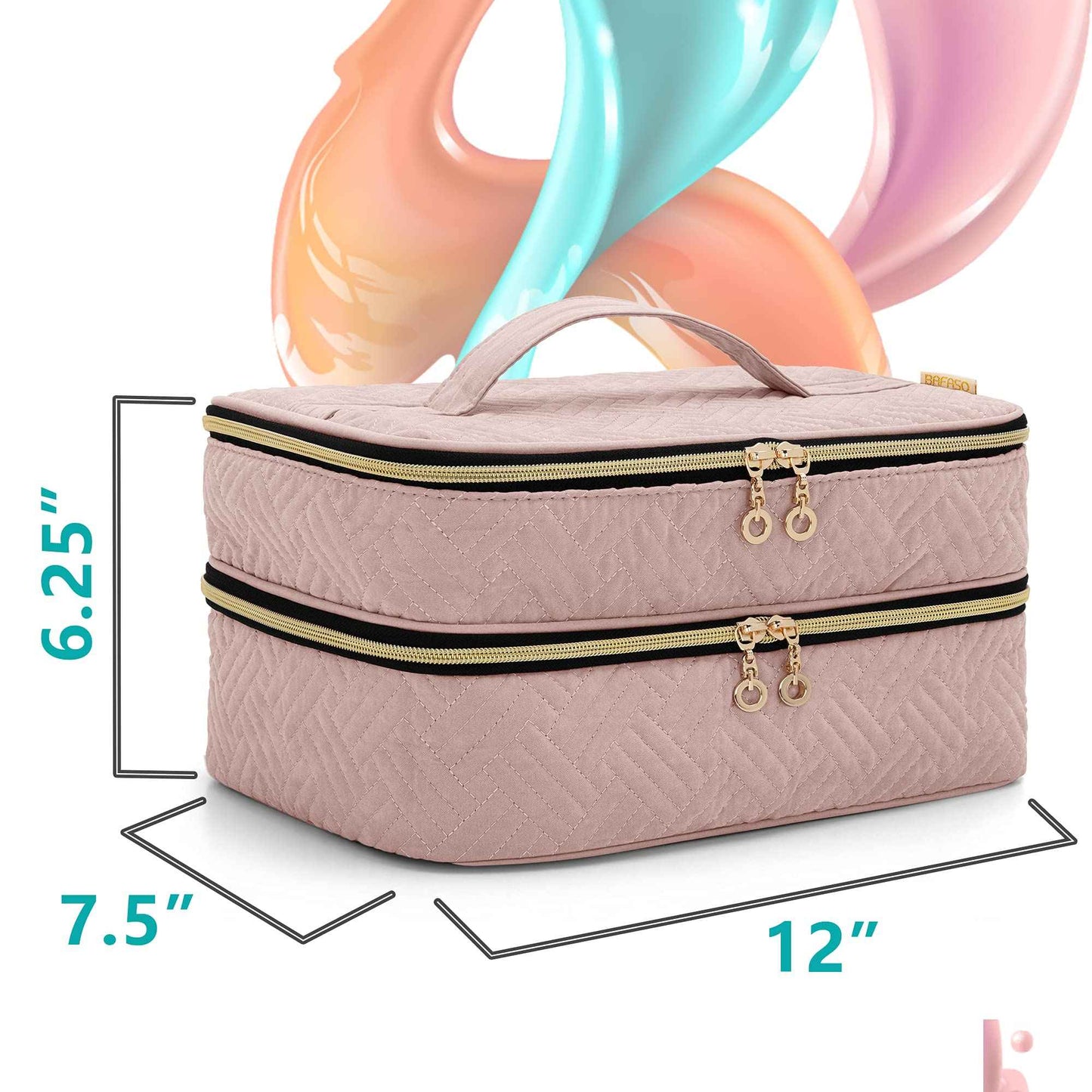 BAFASO Nail Polish Organizer Holds 40 Bottles (15ml - 0.5 fl.oz), Nail Polish Case with Manicure Tools Storage Sections (Patented Design), Pale Rose