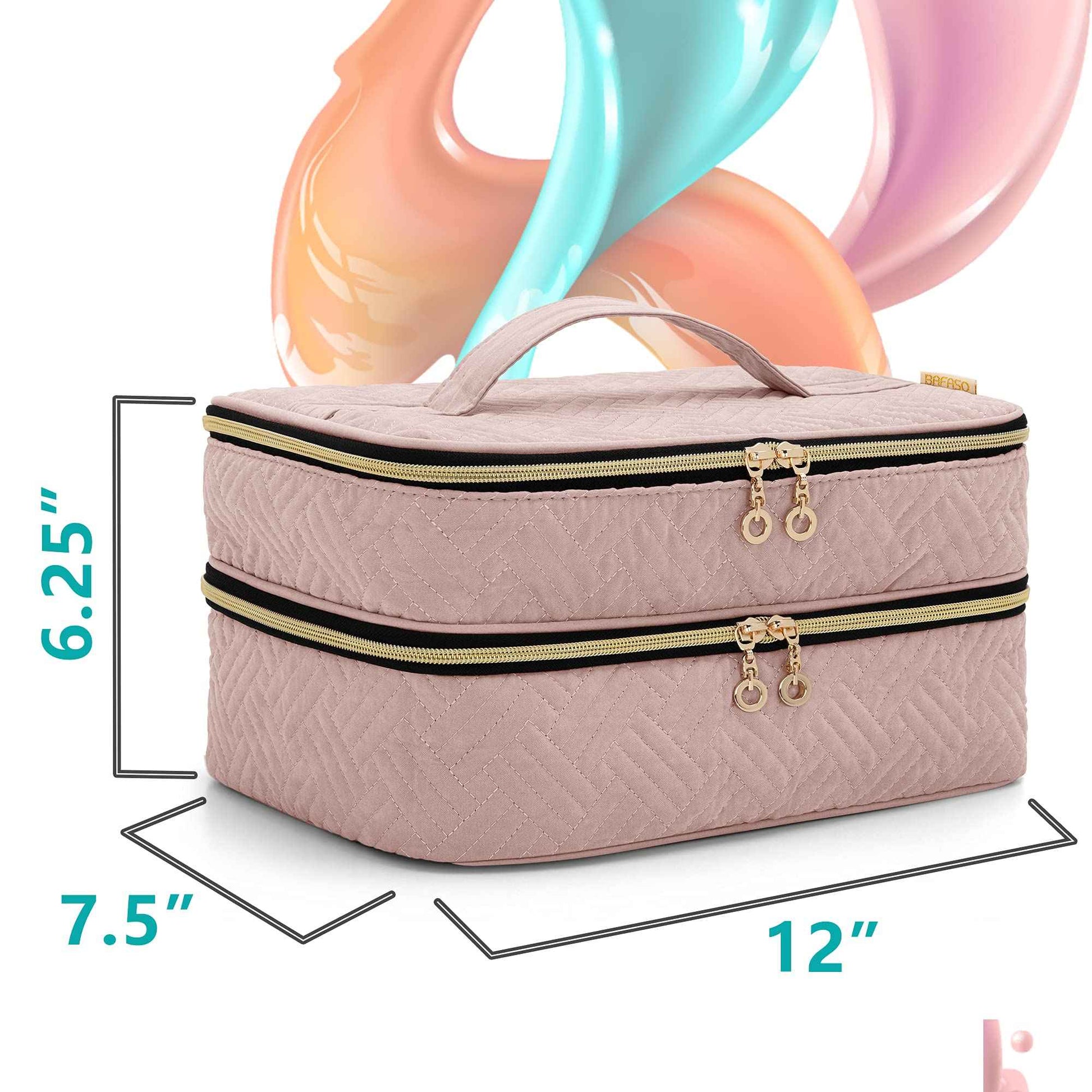 BAFASO Nail Polish Organizer Holds 40 Bottles (15ml - 0.5 fl.oz), Nail Polish Case with Manicure Tools Storage Sections (Patented Design), Pale Rose