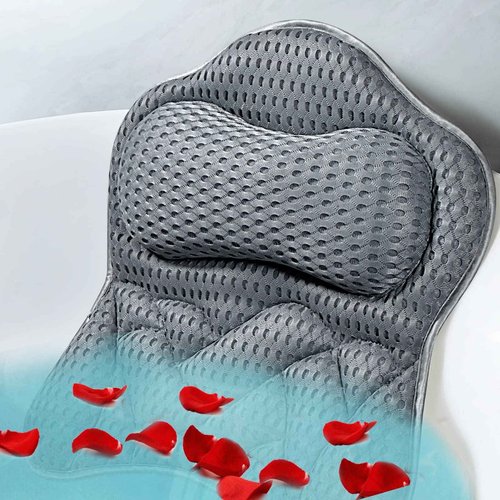 Fitheaven Bath Pillow, Tub Pillow for Bathtub with Strong Non-Slip Suction Cups and Comfortabl 3D AirMesh Bath Pillow for Women &Man