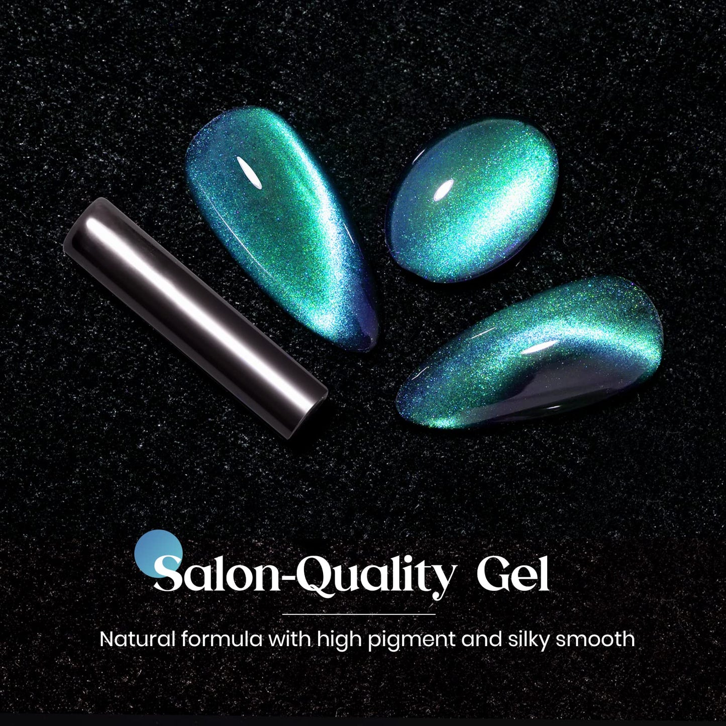 MIZHSE 9D Cat Eye Gel Nail Polish 10ml, Holographic Galaxy Cateye Magnetic Nail Polish Gel, Magic Chameleon Manicure Set(Cyan)