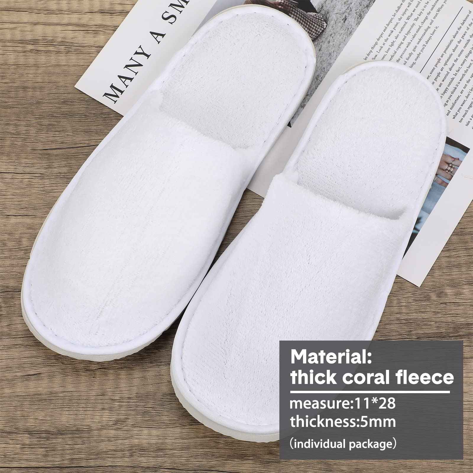 Tarpop 12 Pairs Disposable Slippers for Guests Bulk House Spa Slippers Fluffy Coral Fleece Indoor Hotel Shoes for Women Men Shoeless Home Hotel Bedroom Travel(White, Yellow, Grey)